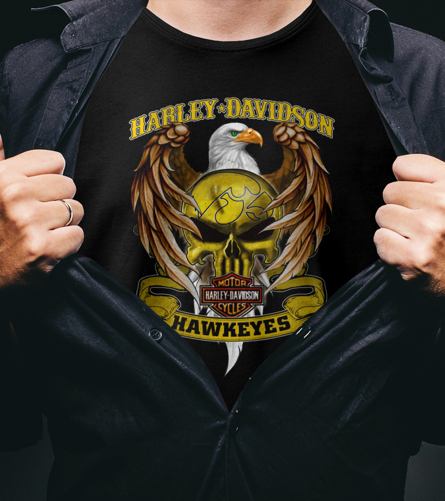 Harley Davidson Hawkeyes Motor Cycles Iowa Ncaa Dh 99 Hd T-Shirt