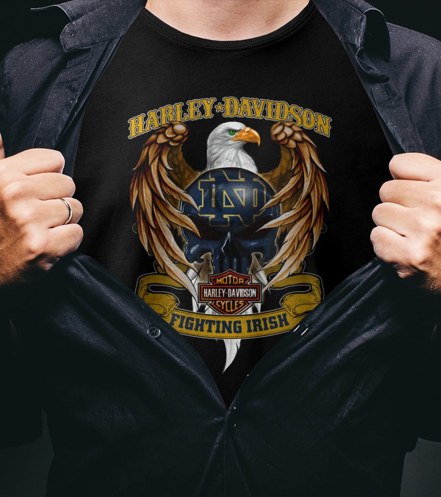 Harley Davidson Motor Cycles Notre Dame Fighting Irish T-Shirt