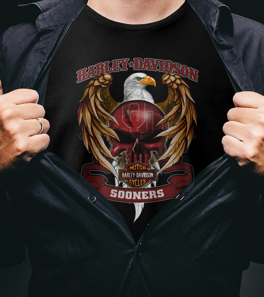 Harley Davidson Eagles Sooners Oklahoma 99 Hd Ncaa T-Shirt