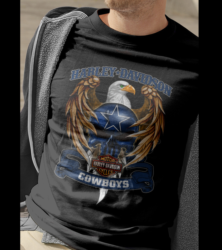 Harley Davidson Cowboys Nfl Dallas Cowboys Eagle Star T-Shirt