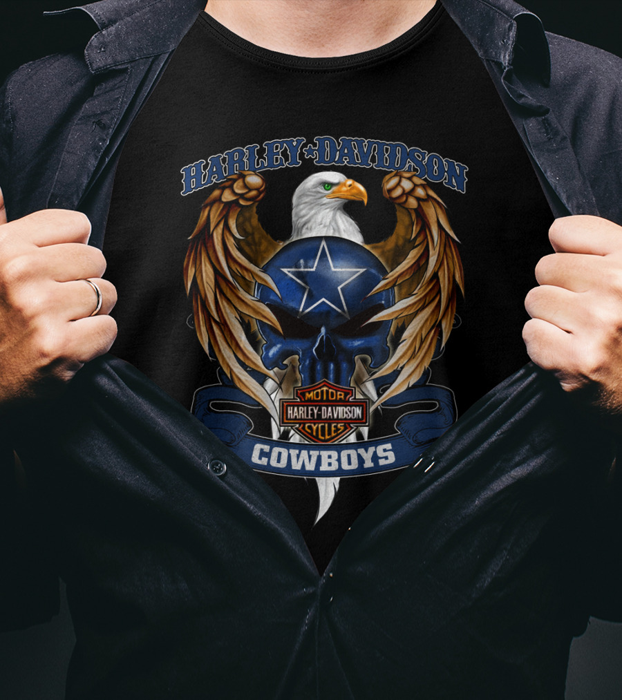 Harley Davidson Cowboys Nfl Dallas Cowboys Eagle Star T-Shirt