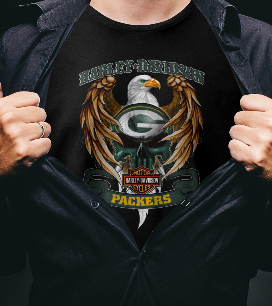 Harley Davidson Green Bay Packers Eagle Dh 99 Hd Nfl T-Shirt