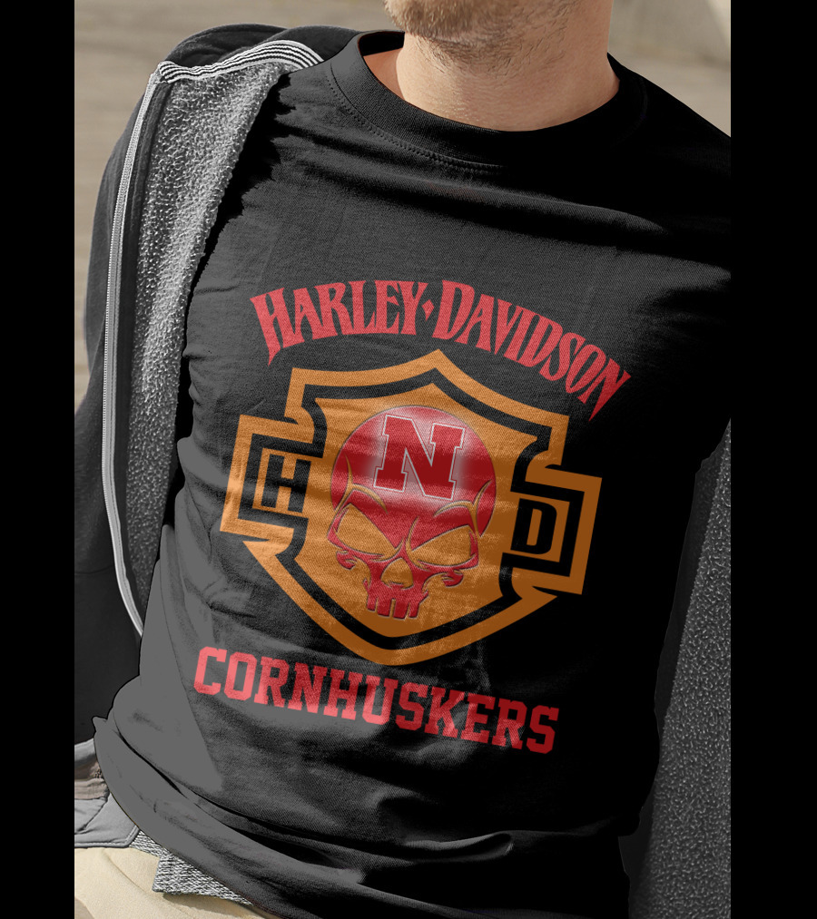 Harley Davidson Nebraska Cornhuskers Football Fans 127 T-Shirt