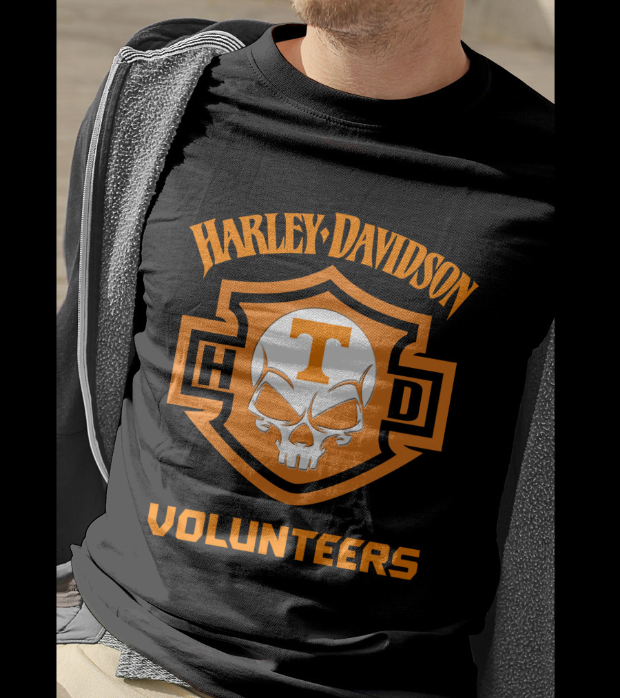 Harley Davidson Volunteers Skull Tennessee Ncaa Football Fans T-Shirt