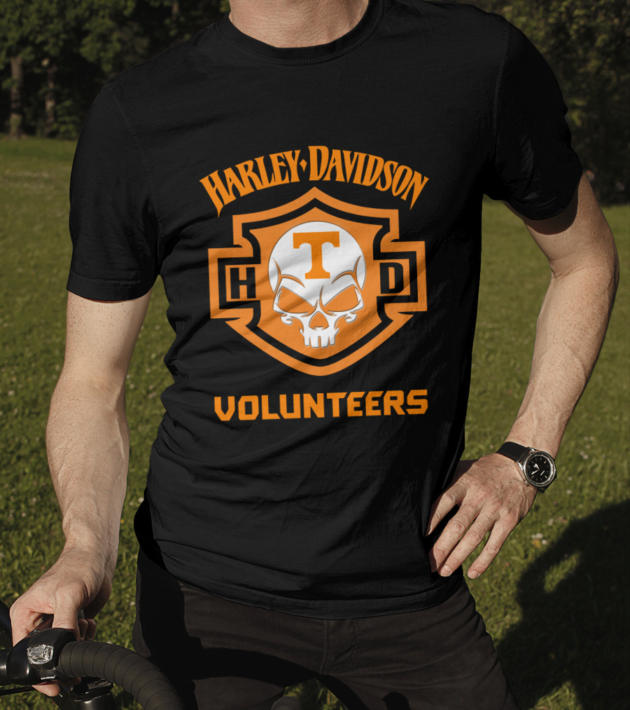 Harley Davidson Volunteers Skull Tennessee Ncaa Football Fans T-Shirt
