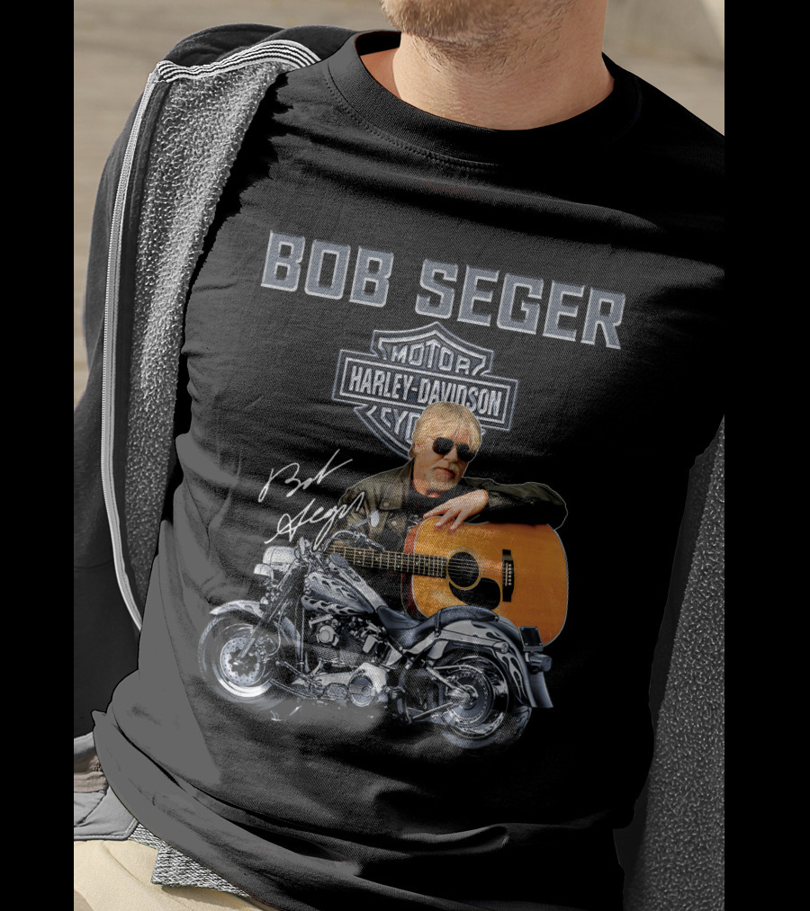 Bob Seger Harley Davidson Motorcycle Guitar Signature T-Shirt
