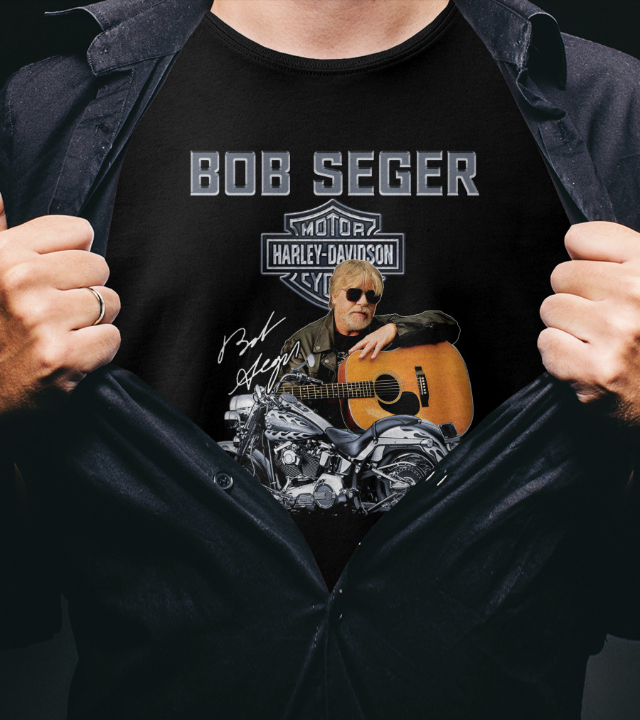 Bob Seger Harley Davidson Motorcycle Guitar Signature T-Shirt