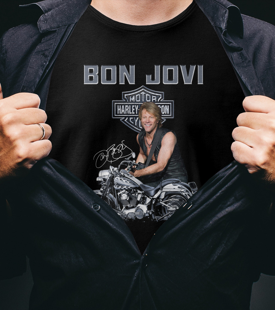 Bon Jovi Harley Davidson Motorcycle Rider T-Shirt