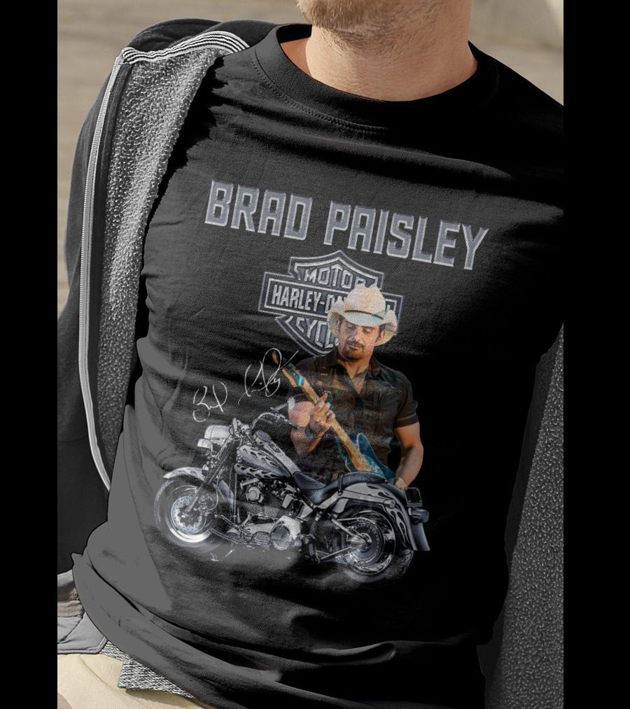 Brad Paisley Harley Davidson Motorcycle Guitar T-Shirt