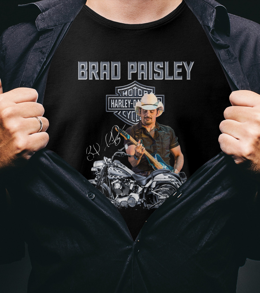 Brad Paisley Harley Davidson Motorcycle Guitar T-Shirt