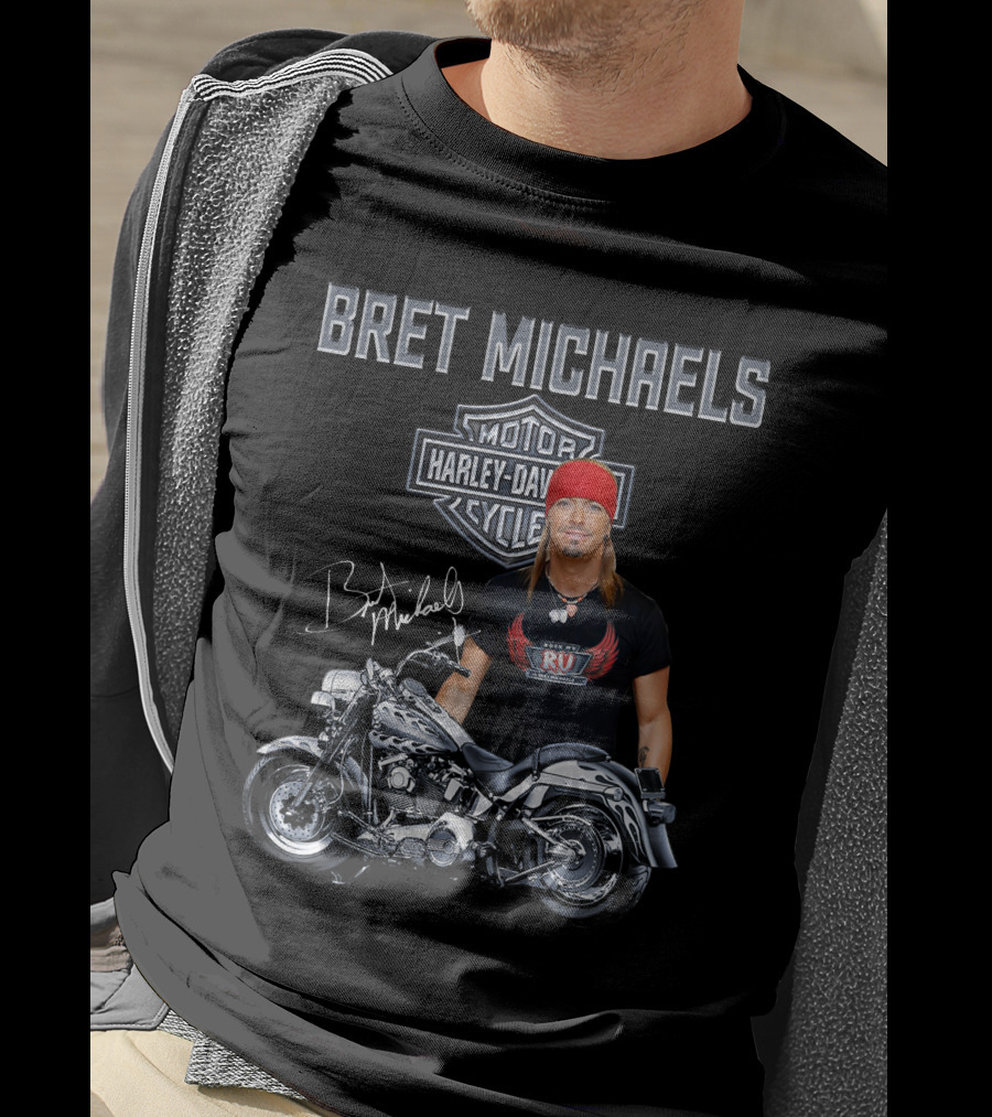 Bret Michaels Harley Davidson Motorcycle Rv Signature T-Shirt