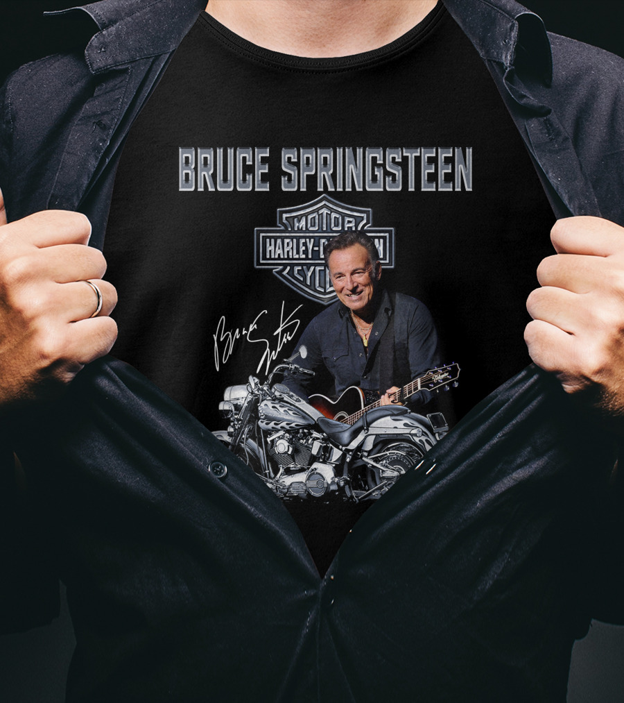 Bruce Springsteen Harley Davidson Motorcycles Signature Guitar T-Shirt