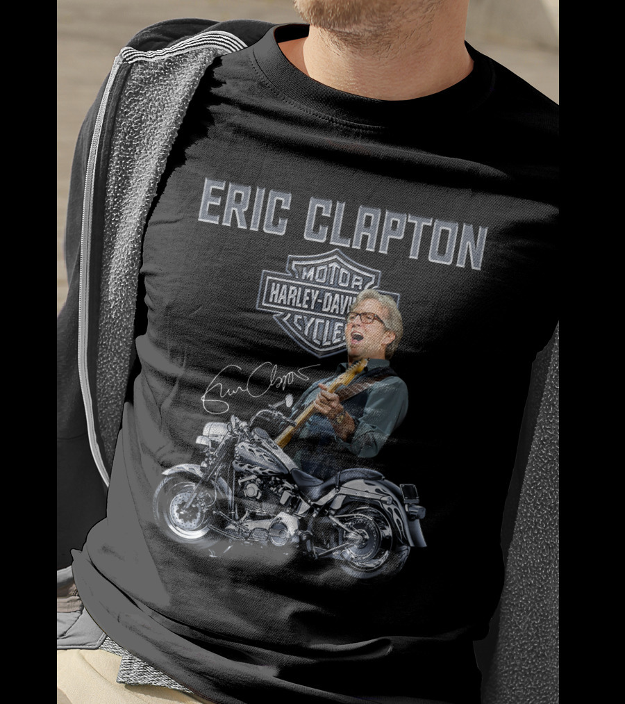 Eric Clapton Harley Davidson Motorcycles Signature Vintage Style T-Shirt