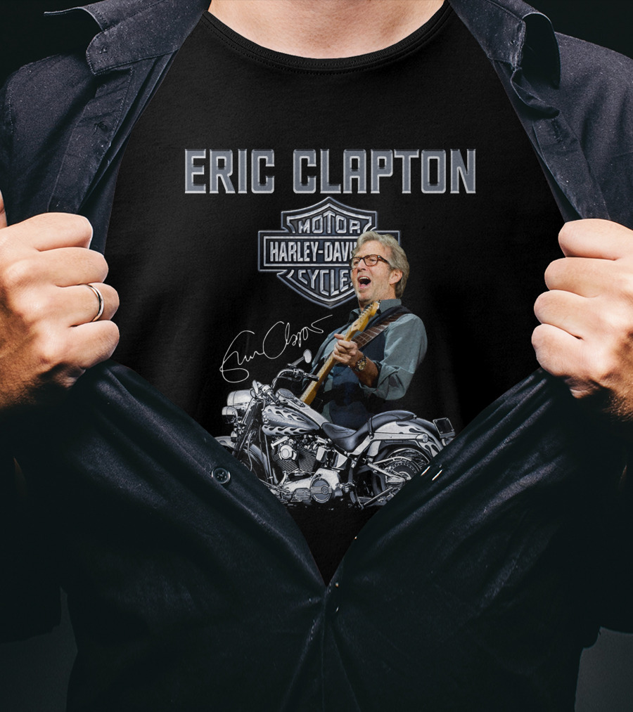 Eric Clapton Harley Davidson Motorcycles Signature Vintage Style T-Shirt
