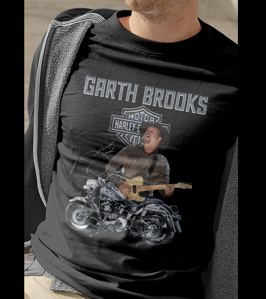 Garth Brooks Harley Davidson Motorcycles Musician Signature T-Shirt