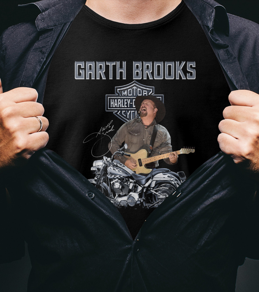 Garth Brooks Harley Davidson Motorcycles Musician Signature T-Shirt