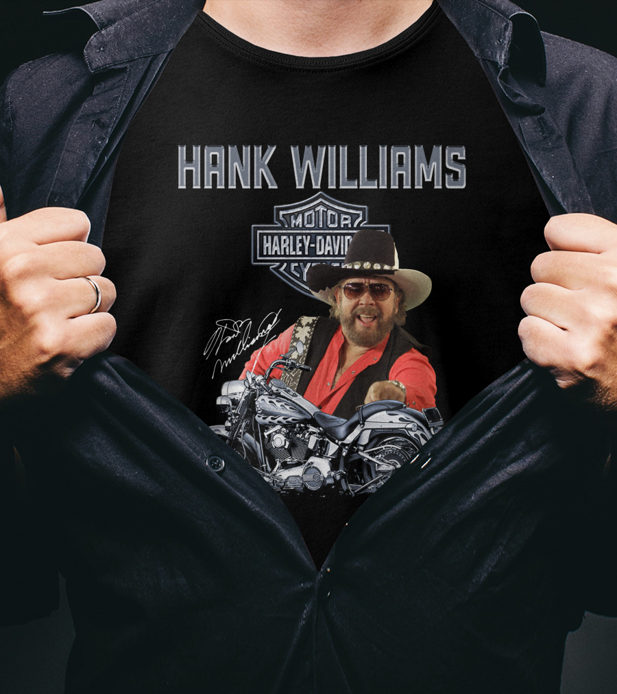Hank Williams Harley Davidson Motorcycle Signature T-Shirt
