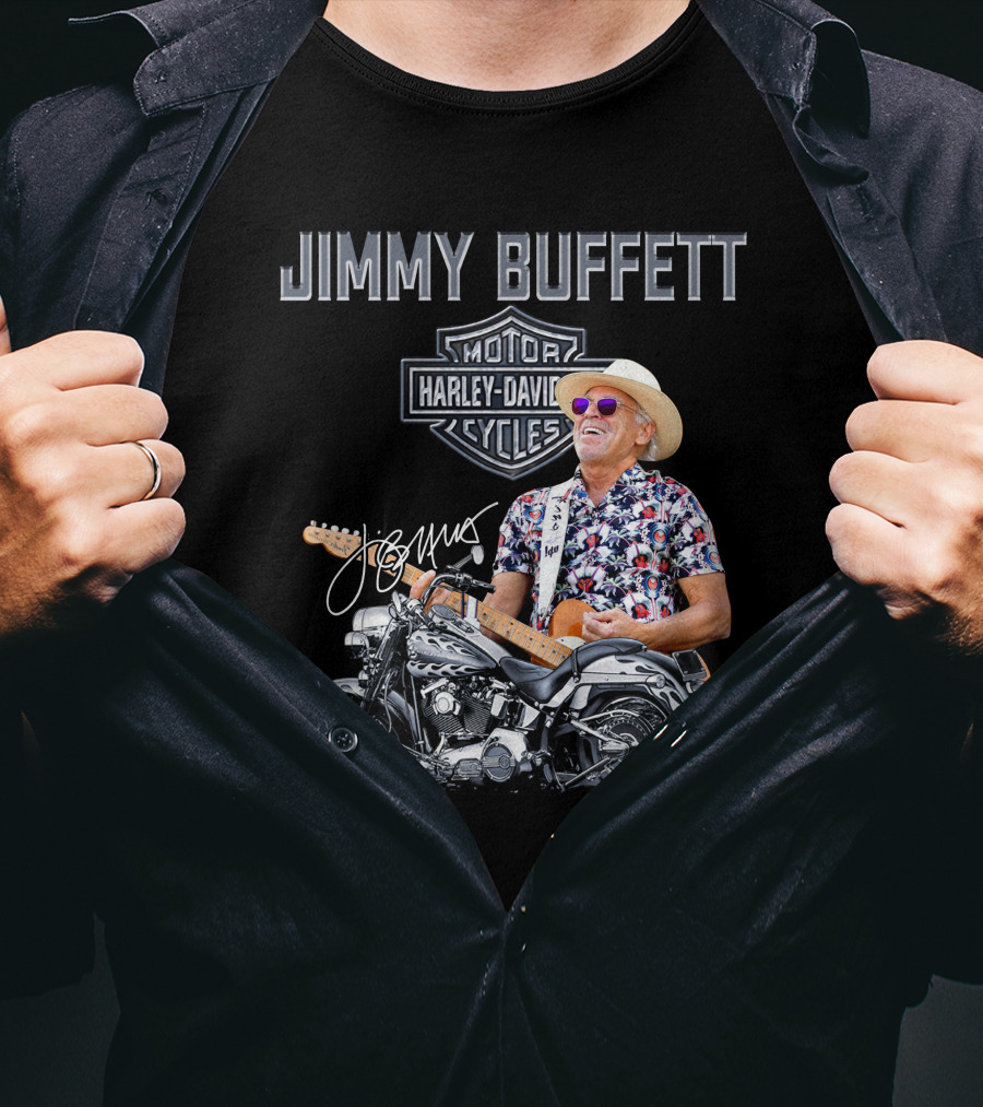 Jimmy Buffett Harley Davidson Motorcycles Vintage Style T-Shirt