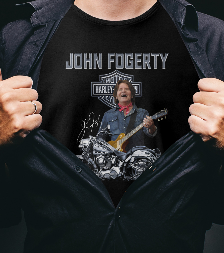 John Fogerty Harley Davidson Motorcycle Guitar Legend T-Shirt