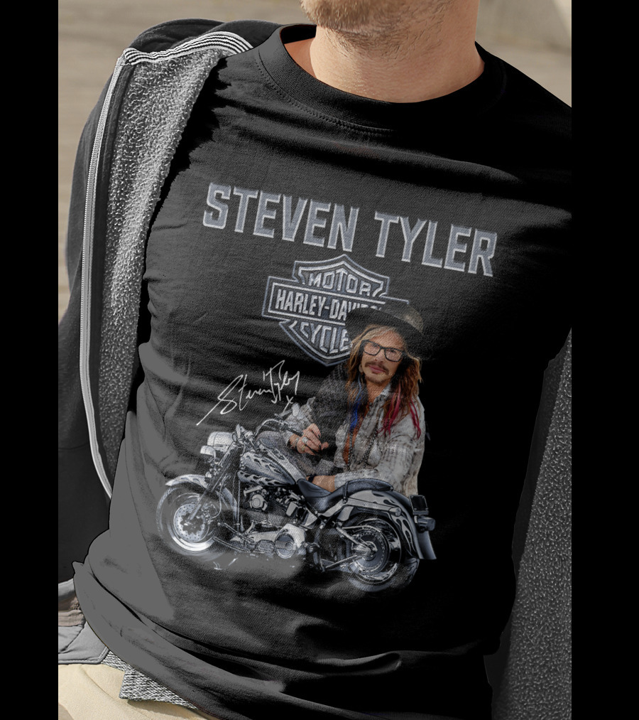 Steven Tyler Harley Davidson Motorcycles Signature T-Shirt