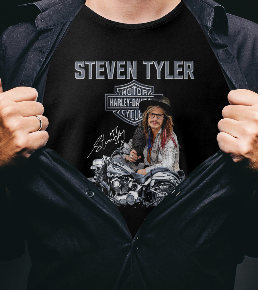 Steven Tyler Harley Davidson Motorcycles Signature T-Shirt