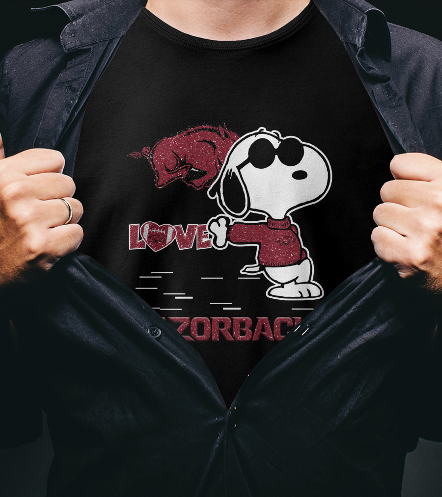 Snoopy Love Razorbacks Arkansas T-Shirt