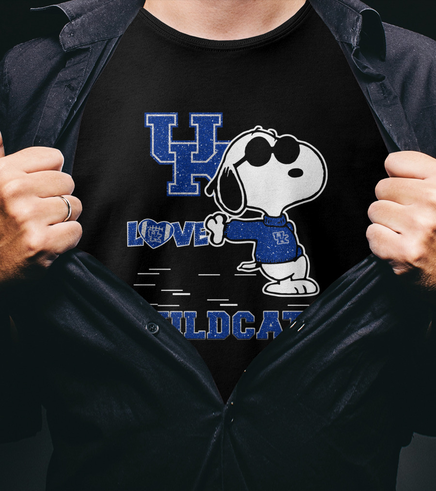Snoopy Love Kentucky Wildcats Blue UK T-Shirt