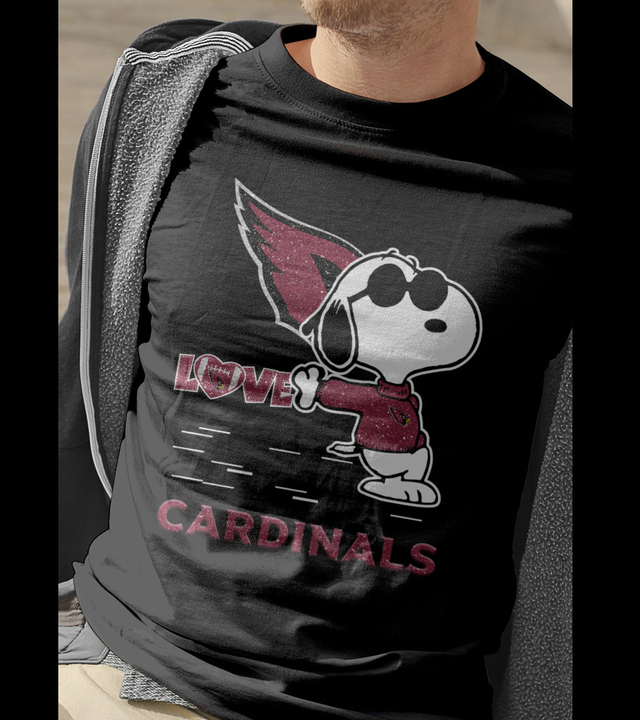 Snoopy Love Cardinals Arizona NFL Football Fandom T-Shirt