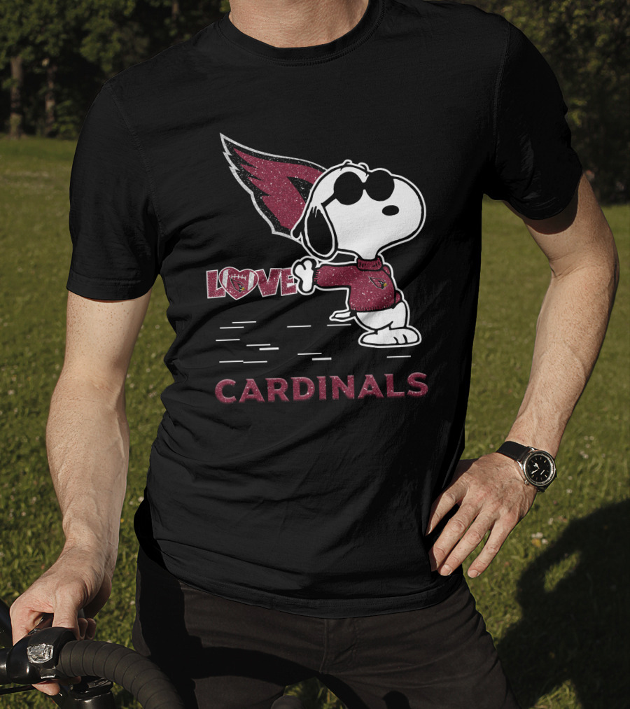 Snoopy Love Cardinals Arizona NFL Football Fandom T-Shirt