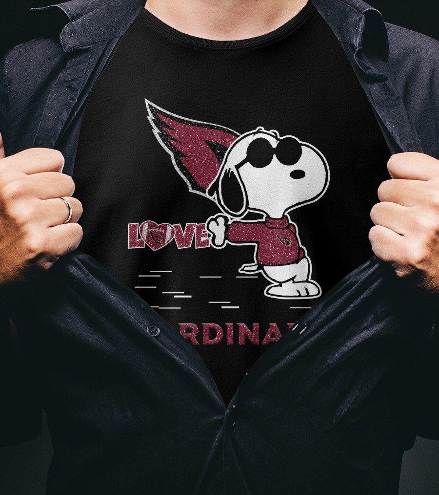 Snoopy Love Cardinals Arizona NFL Football Fandom T-Shirt