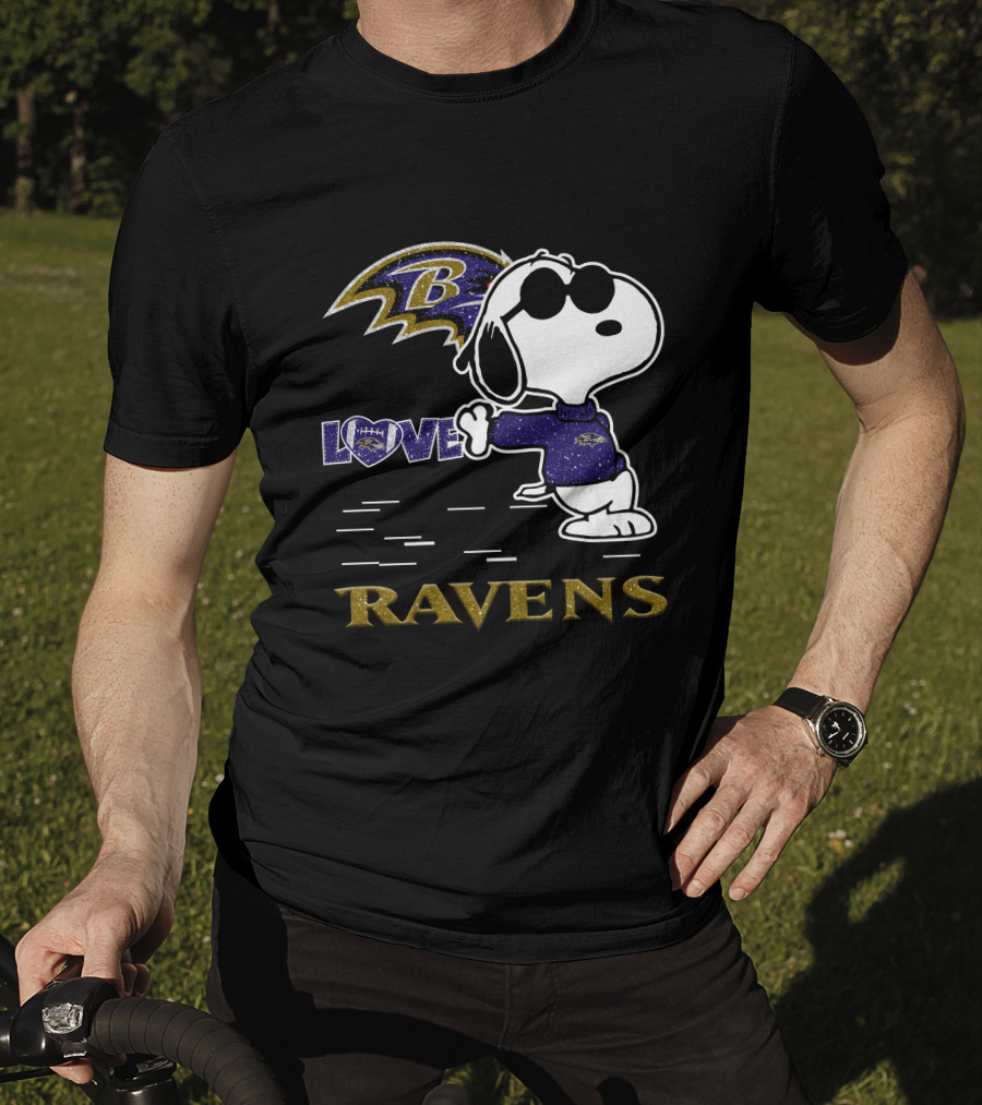 Snoopy Love Baltimore Ravens NFL Football Ravens T-Shirt