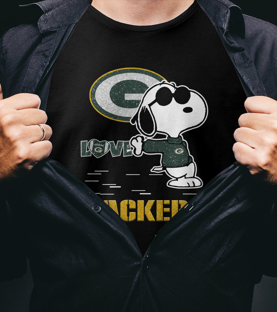 Snoopy Love Green Bay Packers Nfl Football Fans T-Shirt