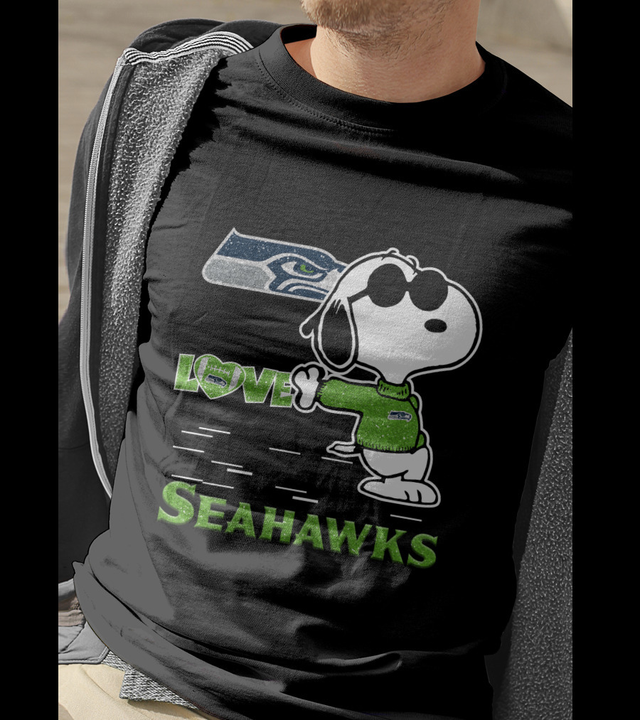 Snoopy Love Seahawks Seattle Football Iconic Peanuts Fandom T-Shirt