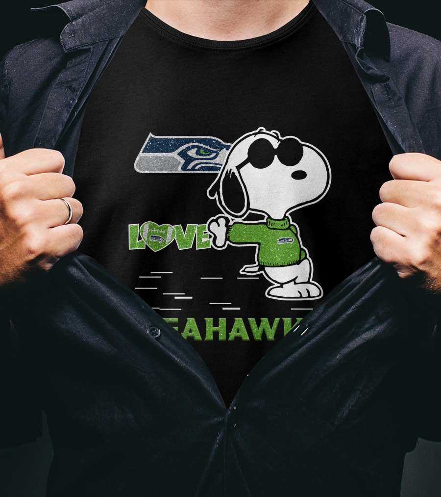 Snoopy Love Seahawks Seattle Football Iconic Peanuts Fandom T-Shirt