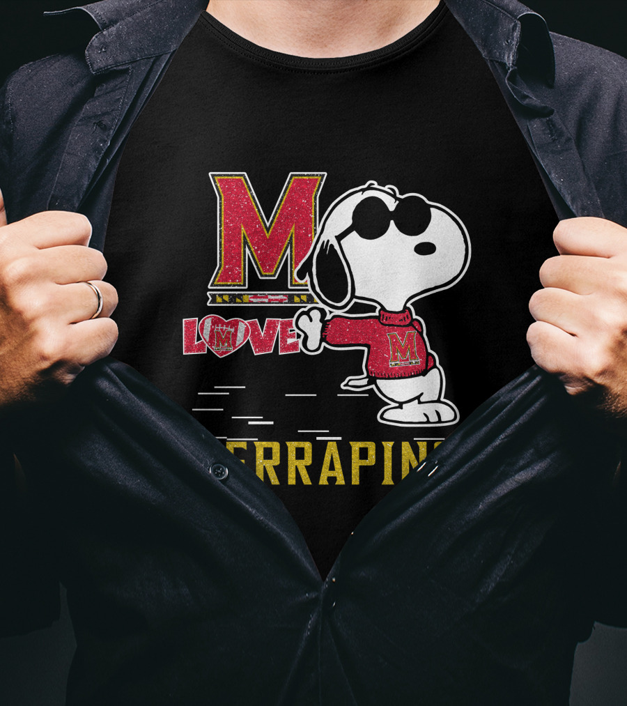 Snoopy Maryland Terrapins Love M T-Shirt