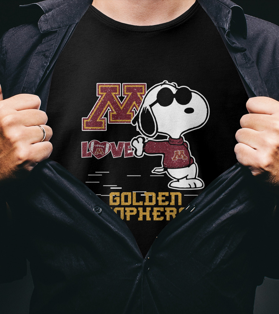 Snoopy Love University Of Minnesota Golden Gophers Football T-Shirt