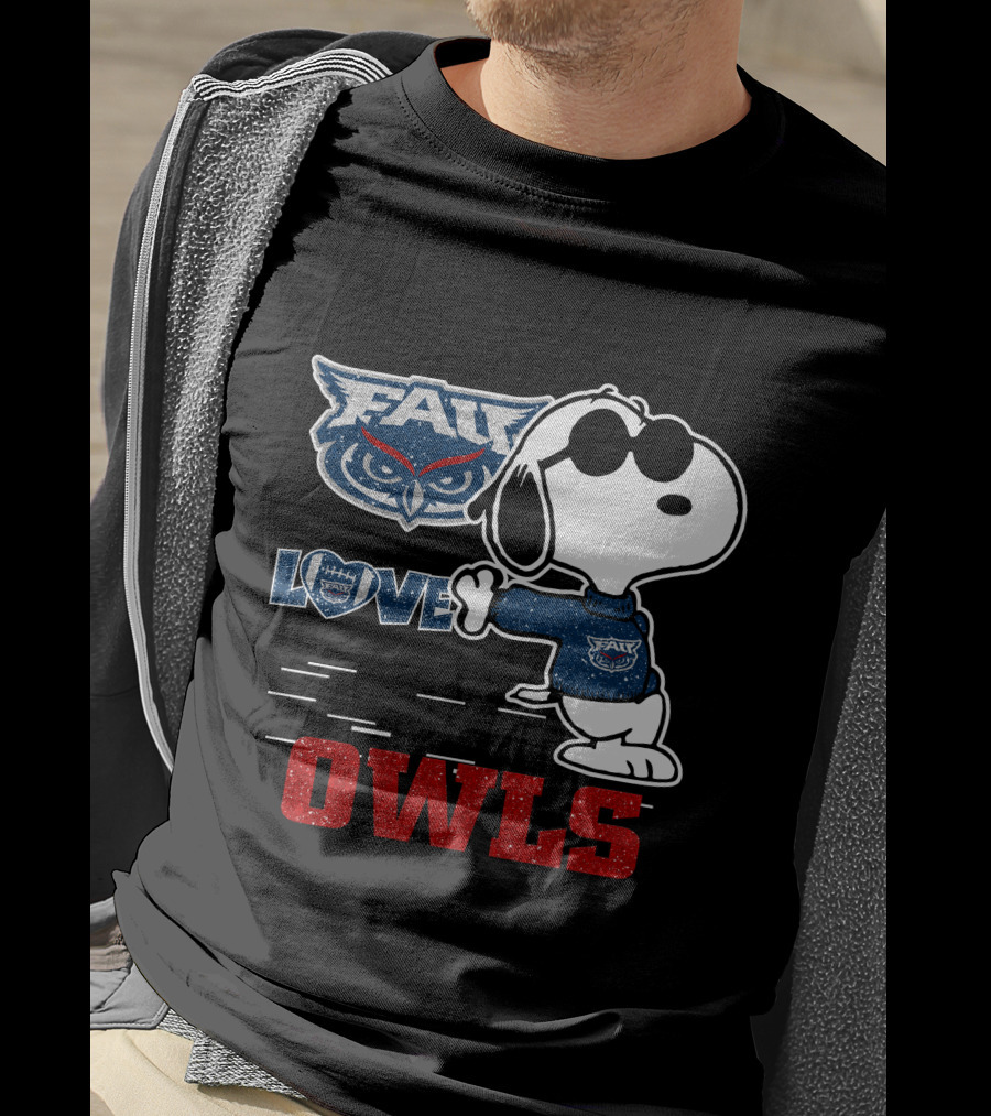 Snoopy Love FAU Owls Football T-Shirt
