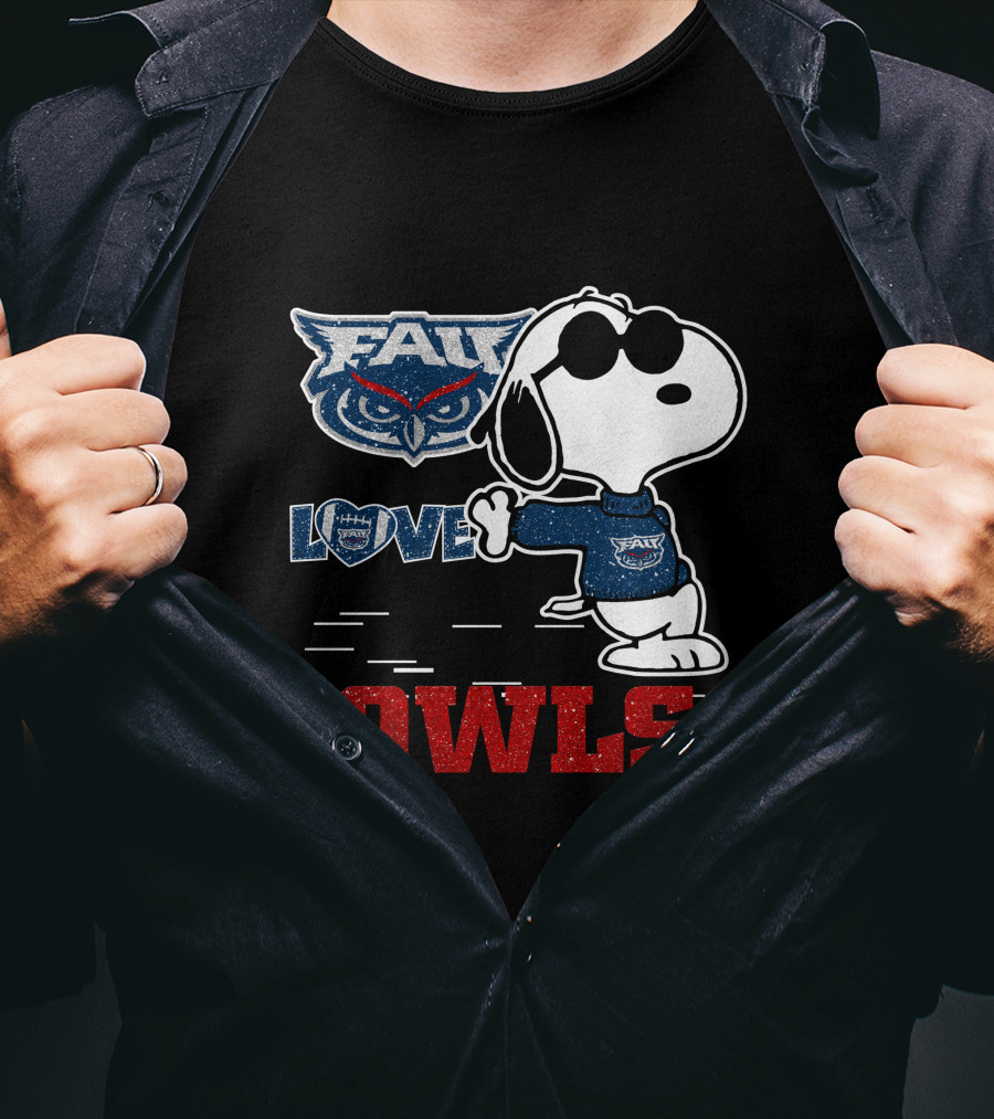 Snoopy Love FAU Owls Football T-Shirt