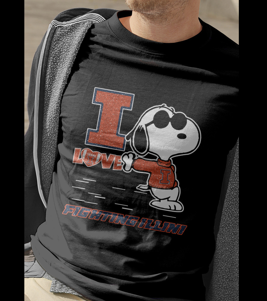 I Love Snoopy Illinois Fighting Illini T-Shirt