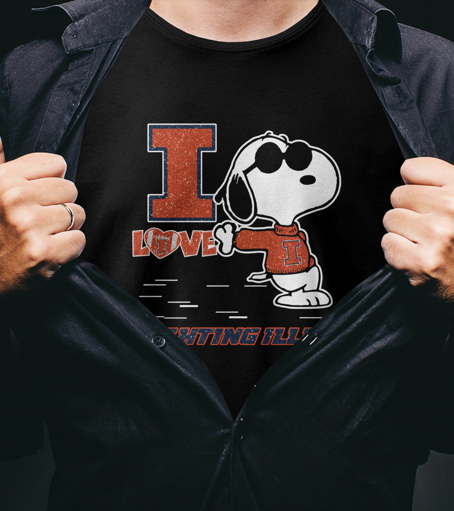 I Love Snoopy Illinois Fighting Illini T-Shirt