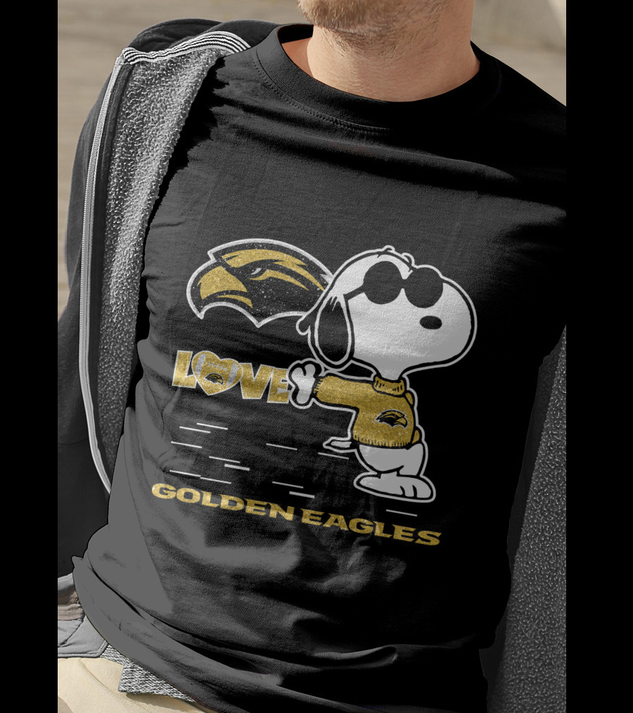 Snoopy Love Southern Miss Golden Eagles Heart T-Shirt