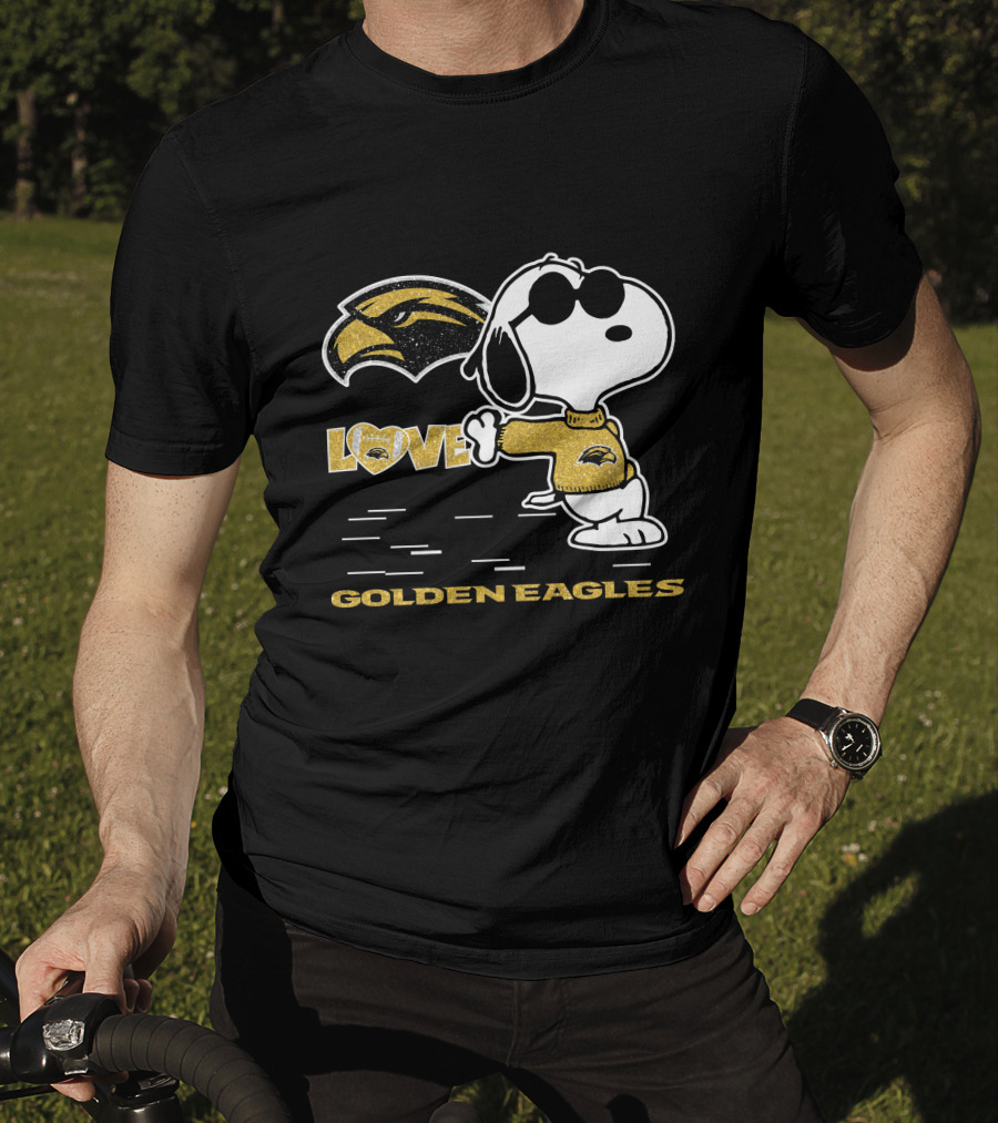 Snoopy Love Southern Miss Golden Eagles Heart T-Shirt