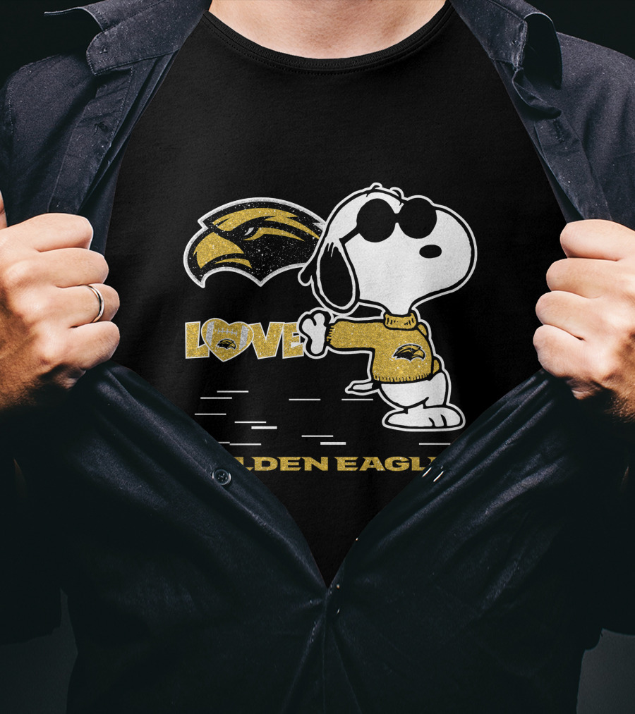 Snoopy Love Southern Miss Golden Eagles Heart T-Shirt