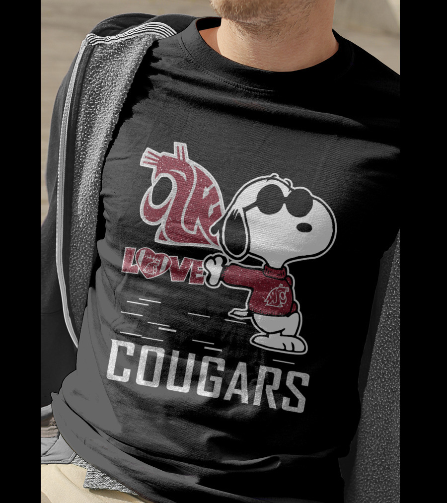 Snoopy Love Washington State Cougars Peanuts WSU Spirit T-Shirt