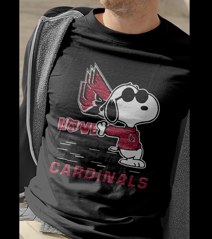 Snoopy Love Ball State Cardinals Peanuts Football Fan T-Shirt