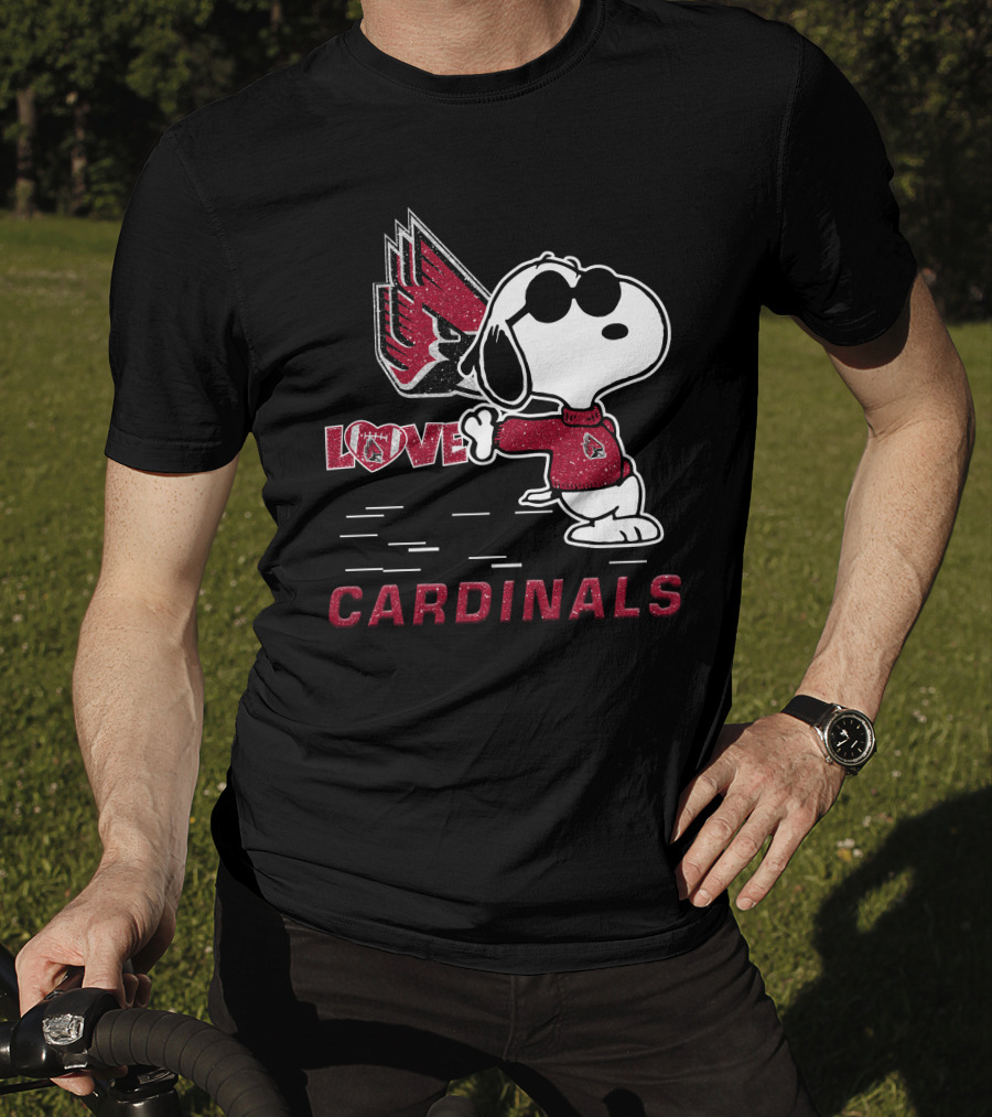 Snoopy Love Ball State Cardinals Peanuts Football Fan T-Shirt