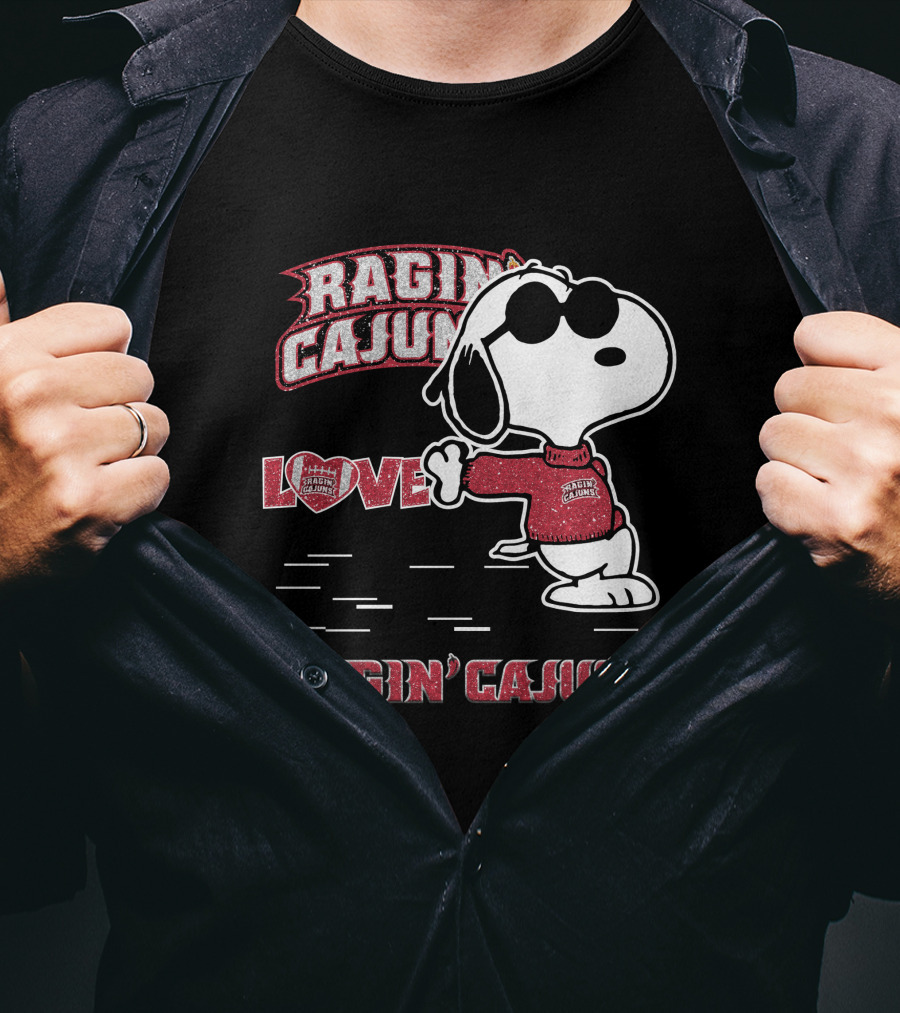 Snoopy Love Ragin' Cajuns Louisiana Lafayette T-Shirt