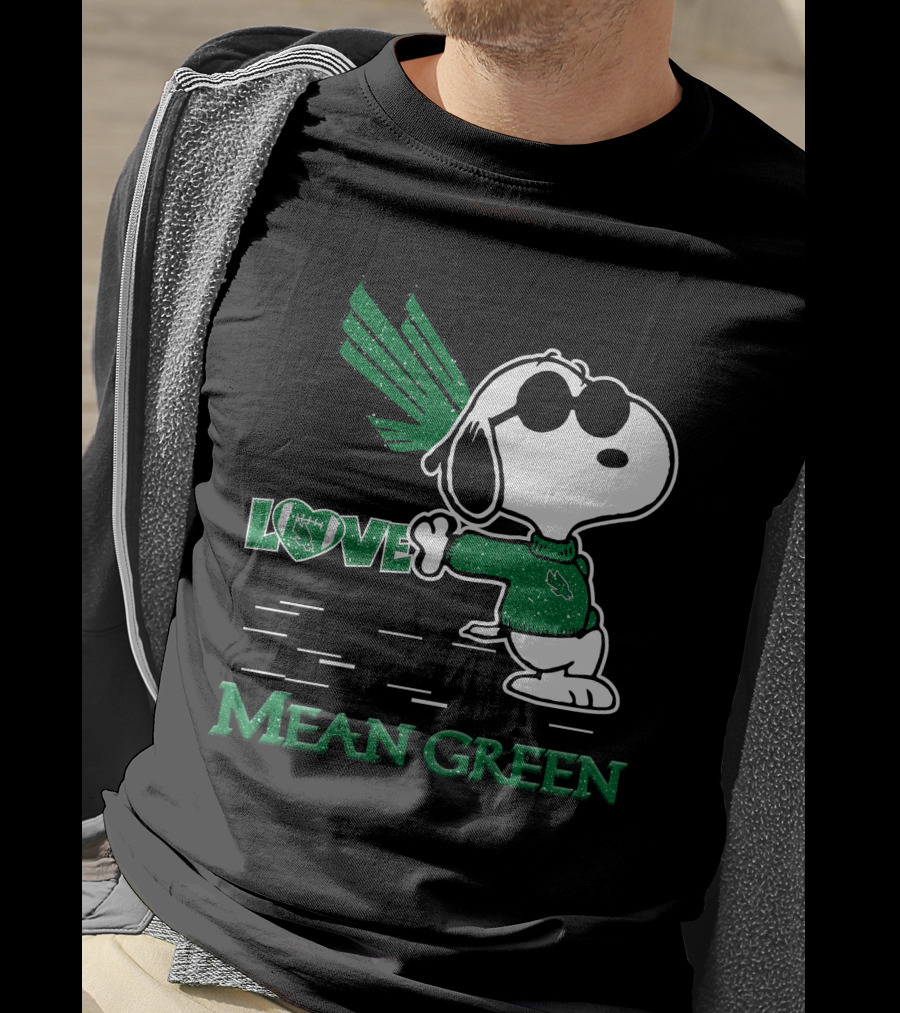 Snoopy Heart Love North Texas Mean Green Peanuts T-Shirt
