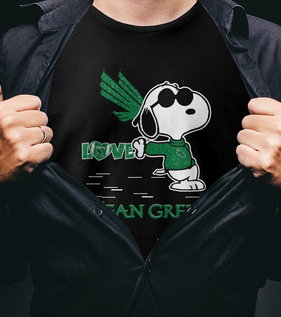 Snoopy Heart Love North Texas Mean Green Peanuts T-Shirt