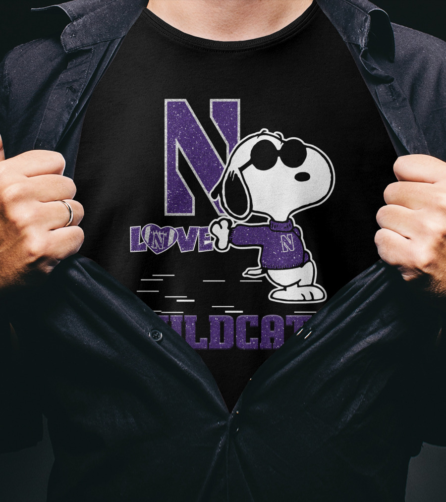 Snoopy Love N Northwestern Wildcats T-Shirt
